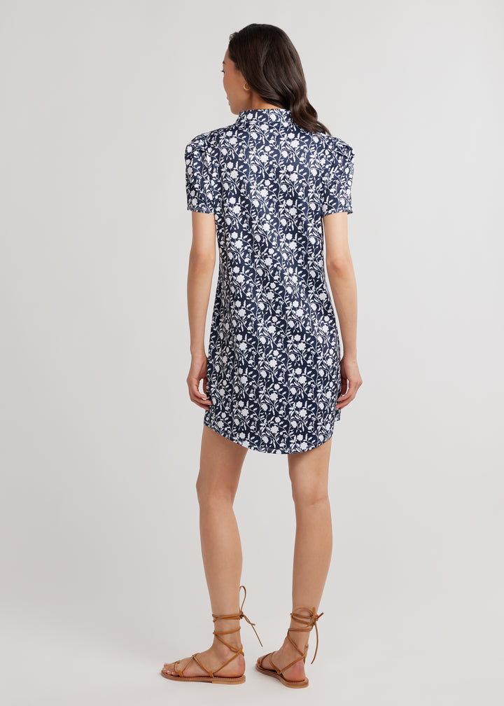 Parker Puff Sleeve Dress in Luxe Stretch (Midnight Floral)