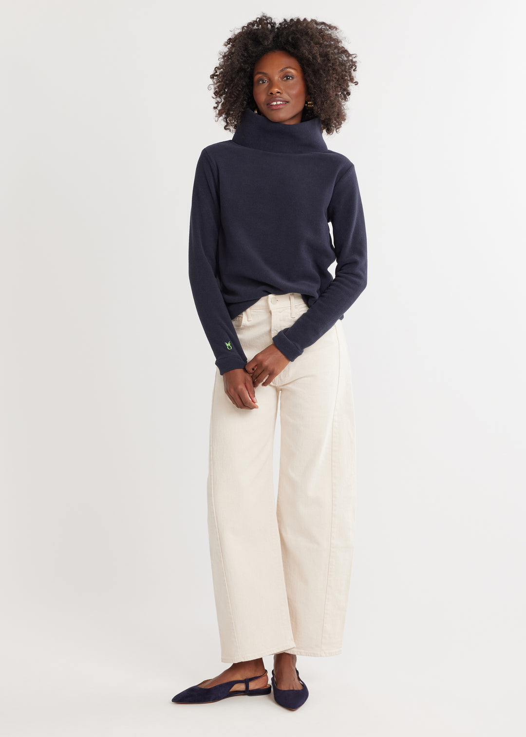 Park Slope Turtleneck in Vello Fleece (Navy)