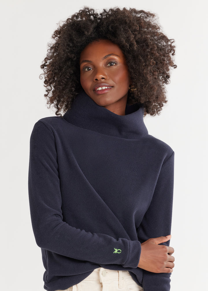 Park Slope Turtleneck in Vello Fleece (Navy)