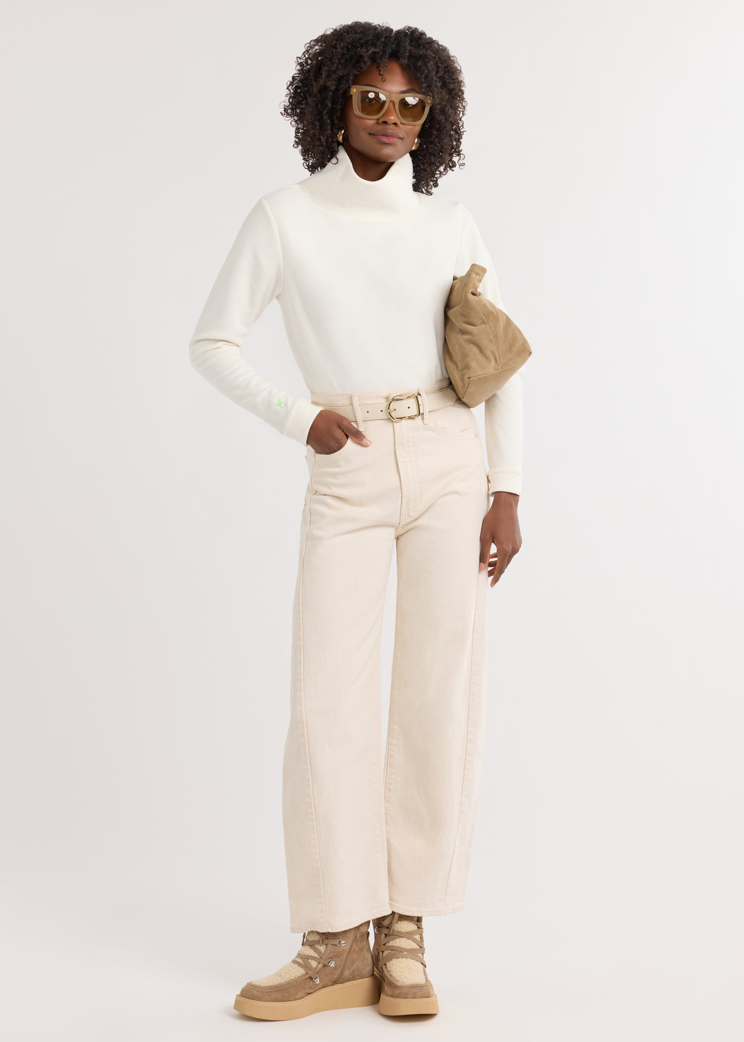 Park Slope Turtleneck in Terry Fleece (Cream)