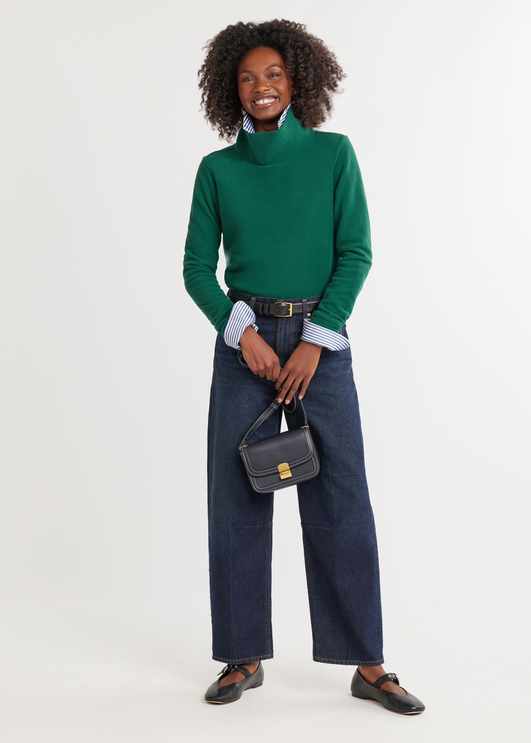 Park Slope Turtleneck in Vello Fleece (Emerald)