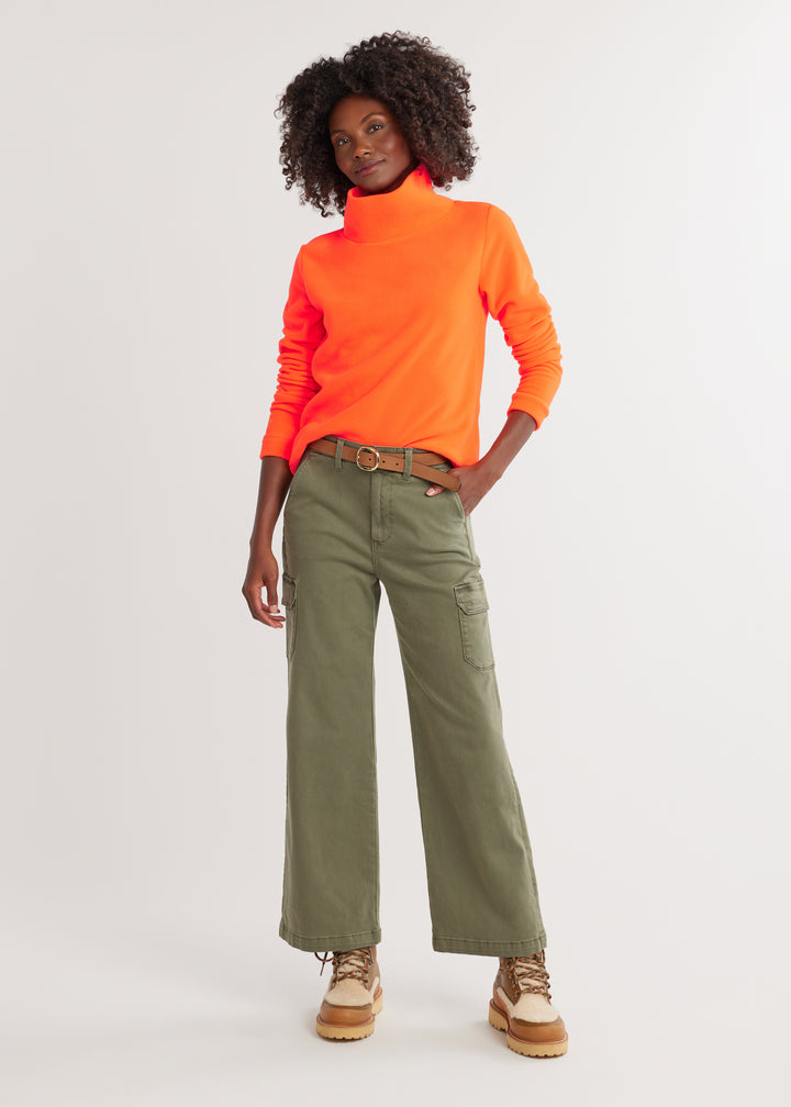 Park Slope Turtleneck in Vello Fleece (Neon Orange)