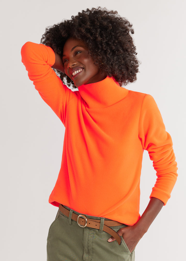 Park Slope Turtleneck in Vello Fleece (Neon Orange)