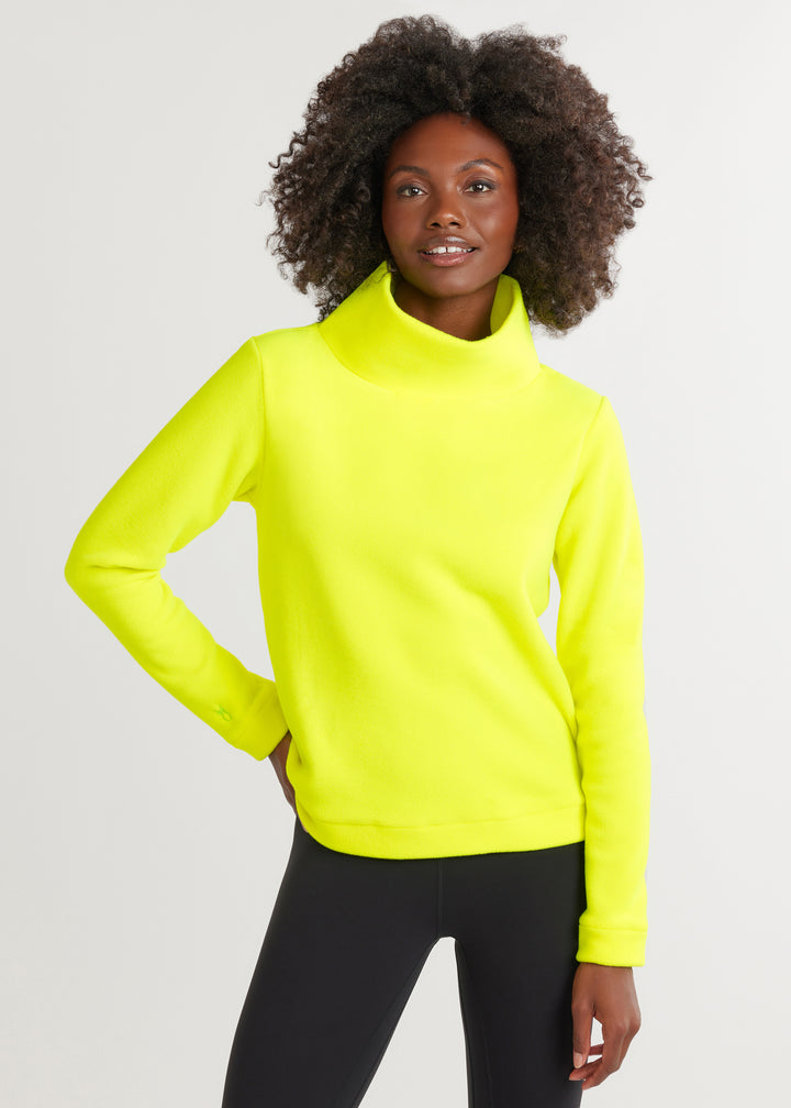 Park Slope Turtleneck in Vello Fleece (Neon Yellow)