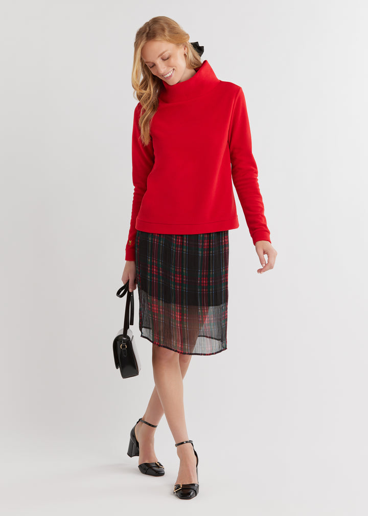 Park Slope Turtleneck in Vello Fleece (Scarlet)