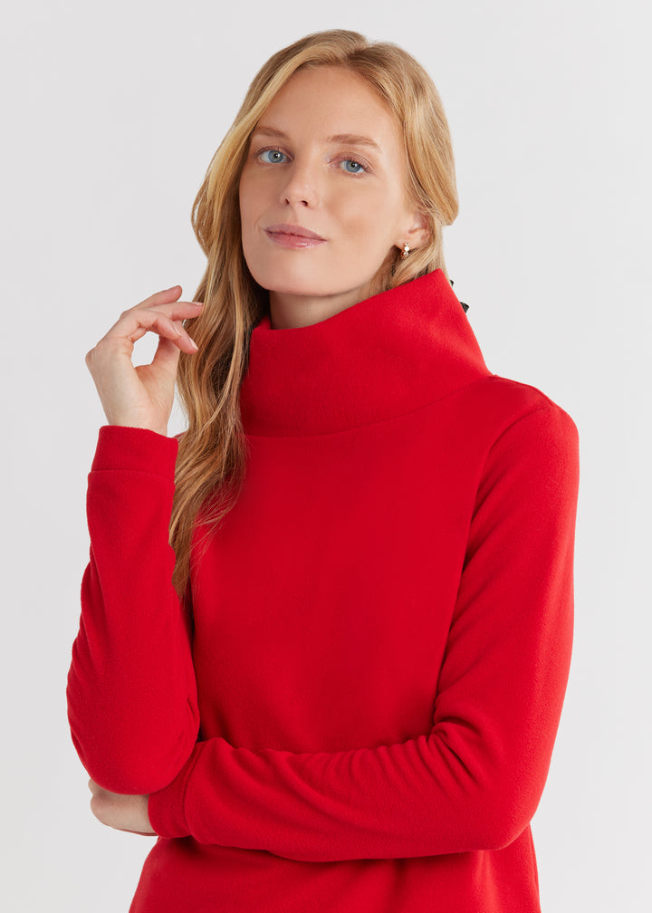 Park Slope Turtleneck in Vello Fleece (Scarlet)