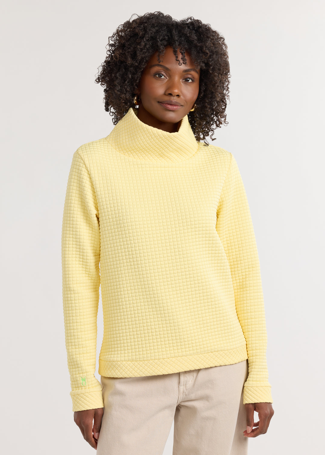 Park Slope Turtleneck in Waffle (Lemon Meringue)