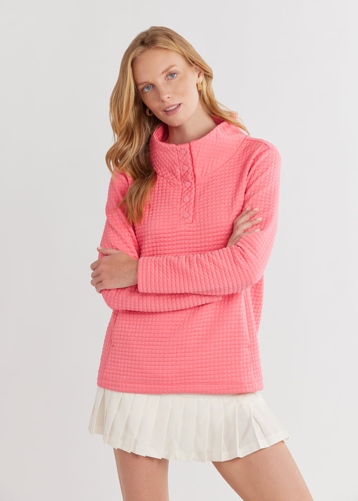 Perry Street Pullover in Waffle (Pink Lemonade)