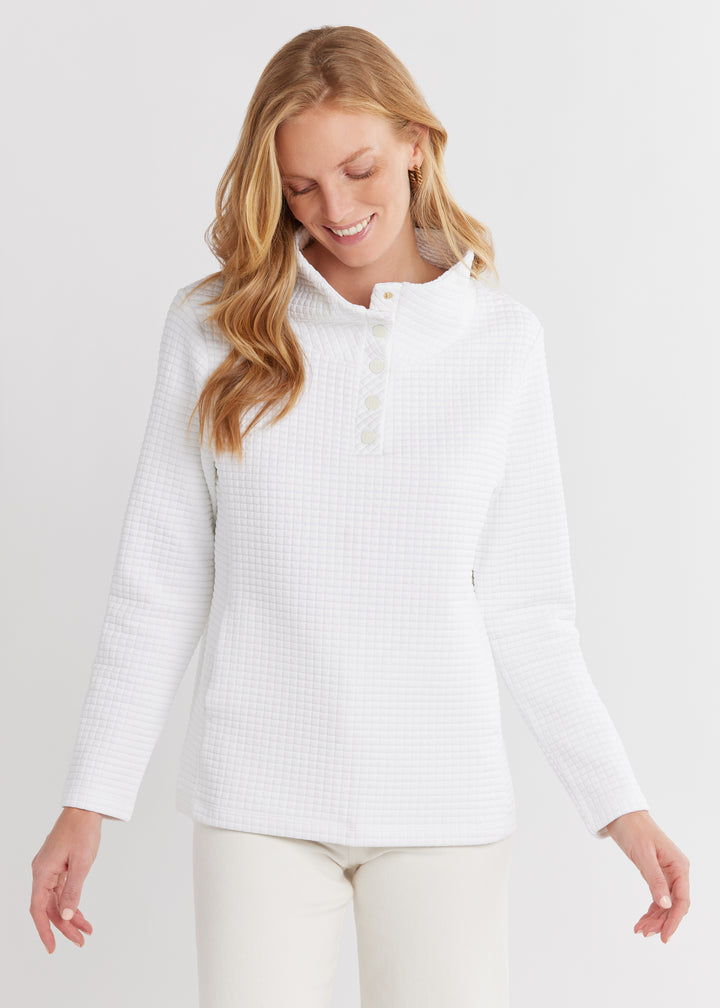 Perry Street Pullover in Waffle (White)