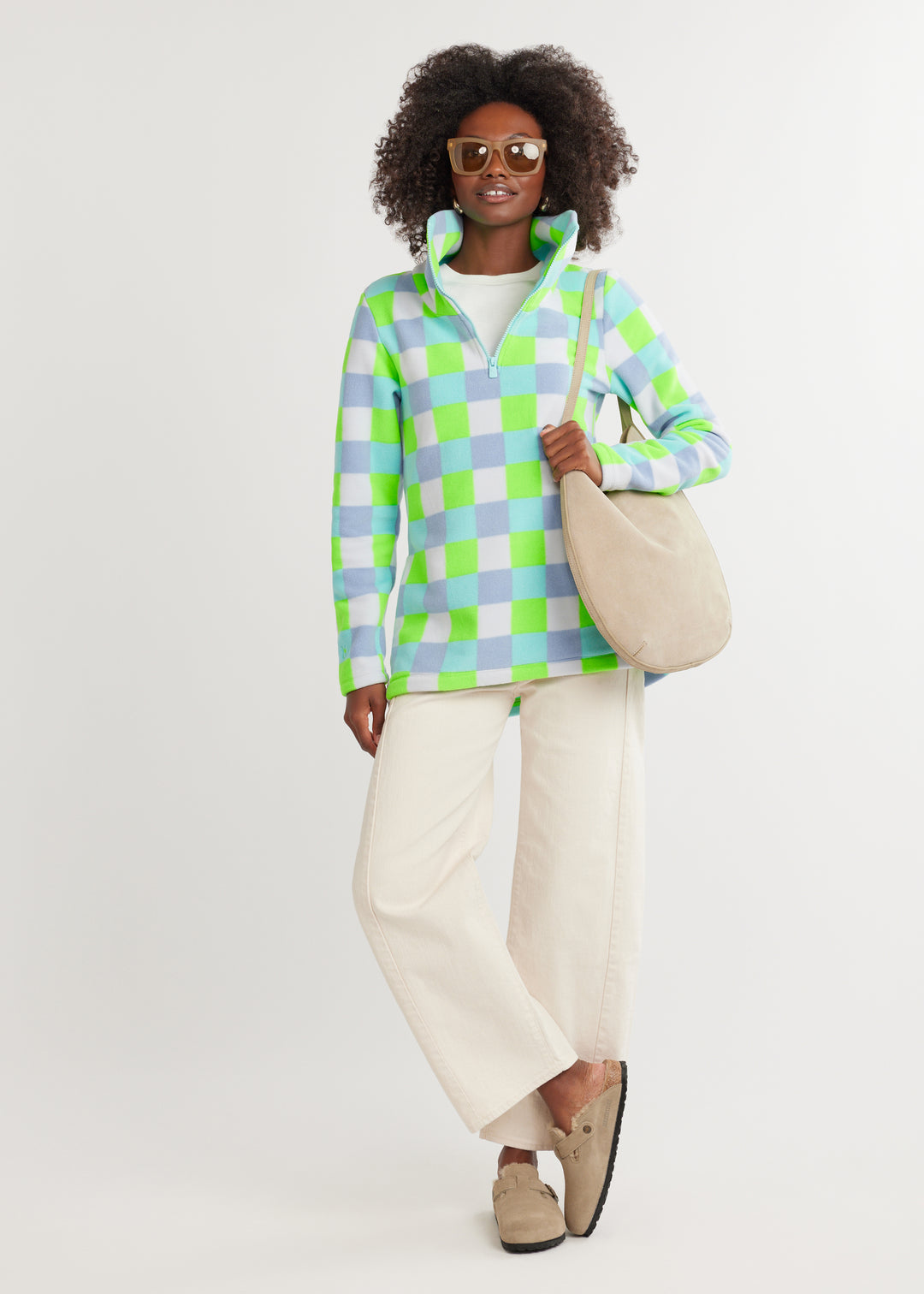 Prospect Pullover in Vello Fleece (Neon Gingham)