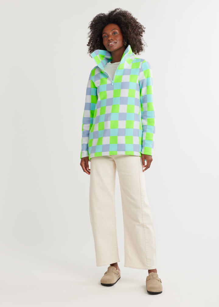 Prospect Pullover in Vello Fleece (Neon Gingham)