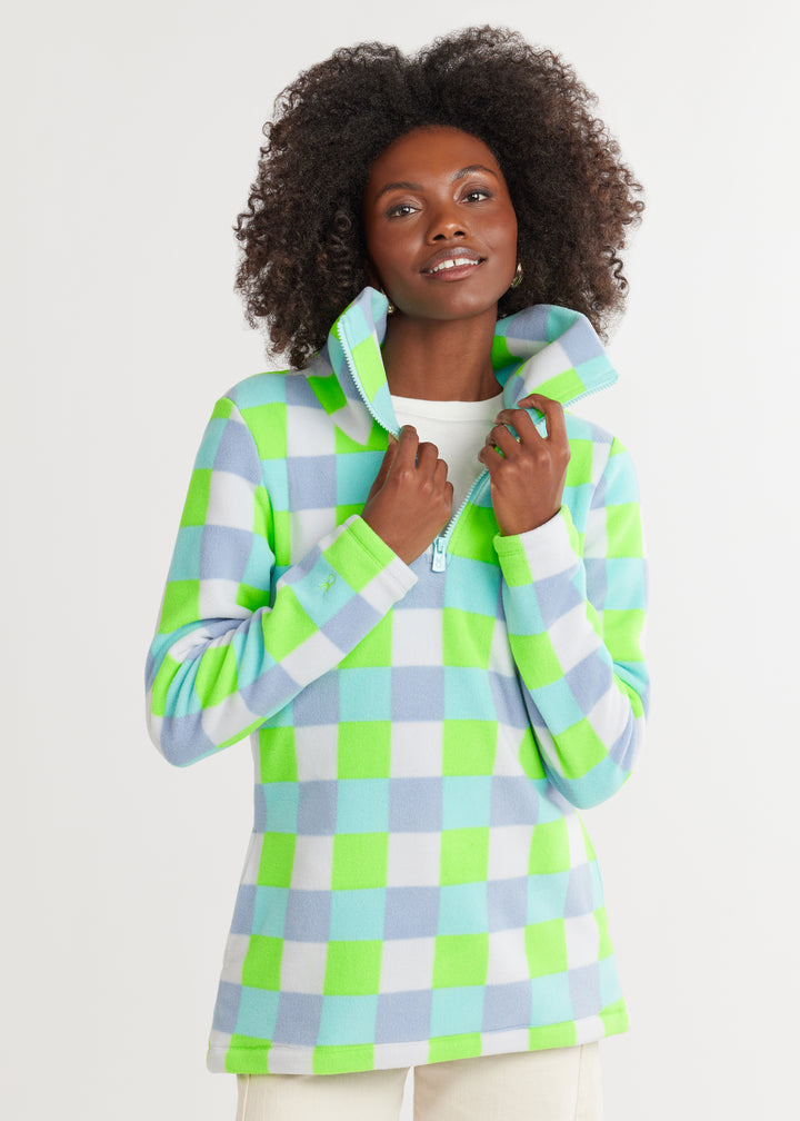 Prospect Pullover in Vello Fleece (Neon Gingham)