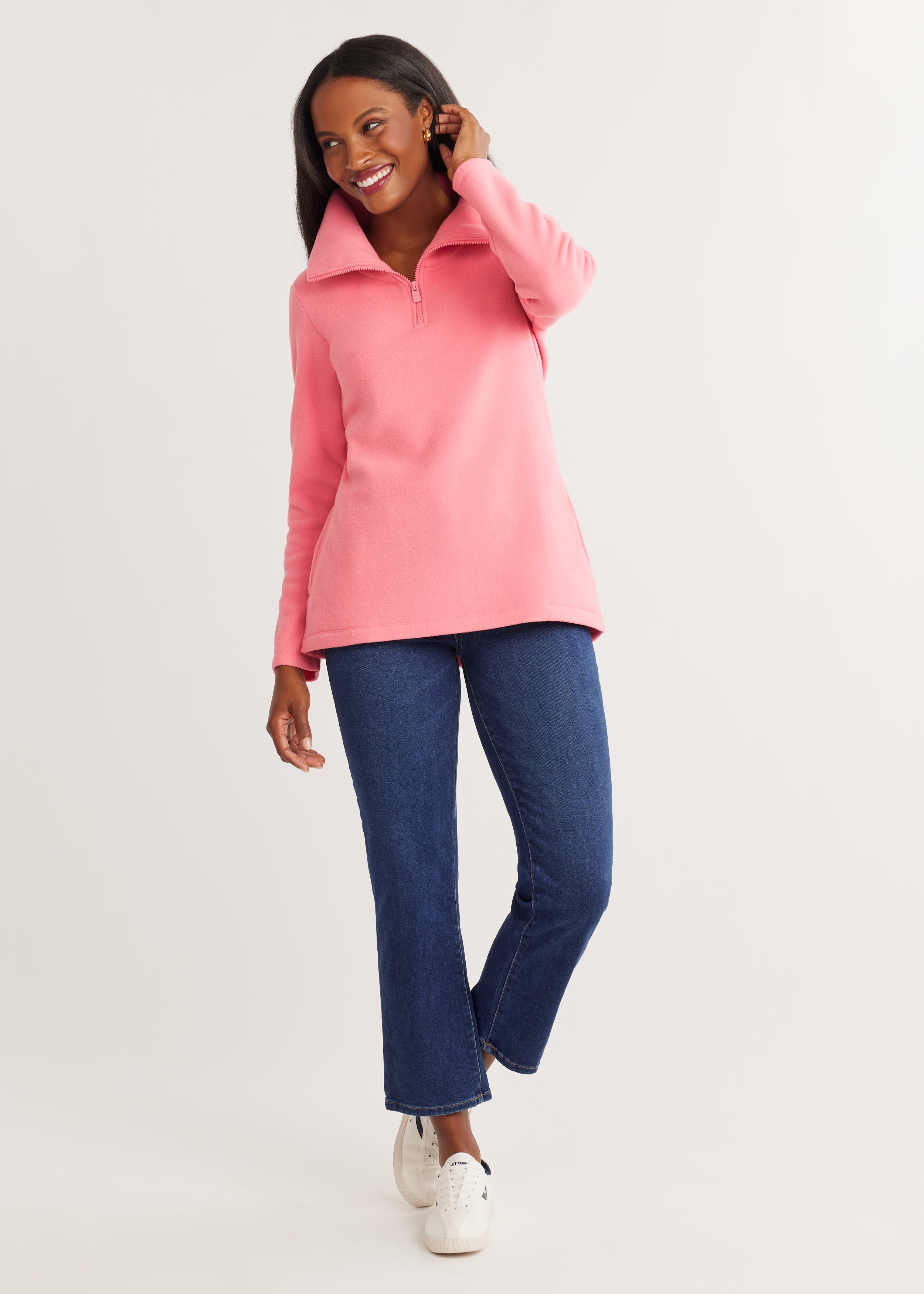 Pink fleece 2024 top pullover