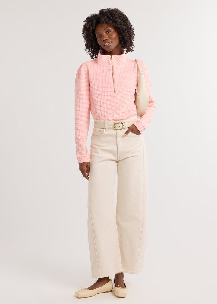 Sabrina Puff Sleeve Pullover in Waffle (First Blush)