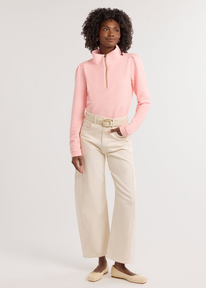 Sabrina Puff Sleeve Pullover in Waffle (First Blush)