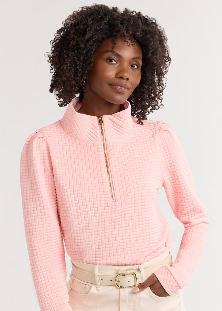 Sabrina Puff Sleeve Pullover in Waffle (First Blush)