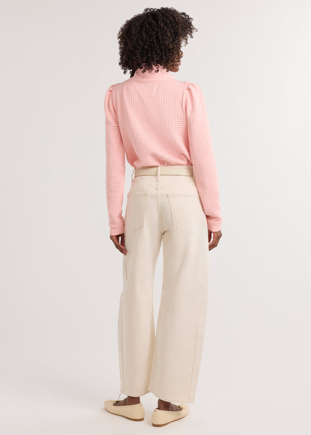 Sabrina Puff Sleeve Pullover in Waffle (First Blush)