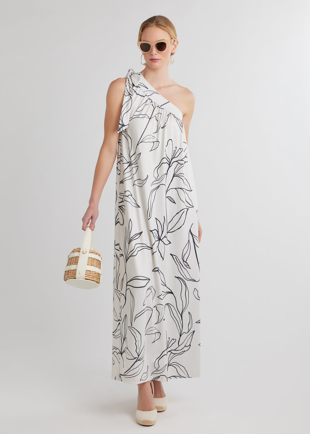 Santorini Dress in Luxe Stretch (Sketched Vine)