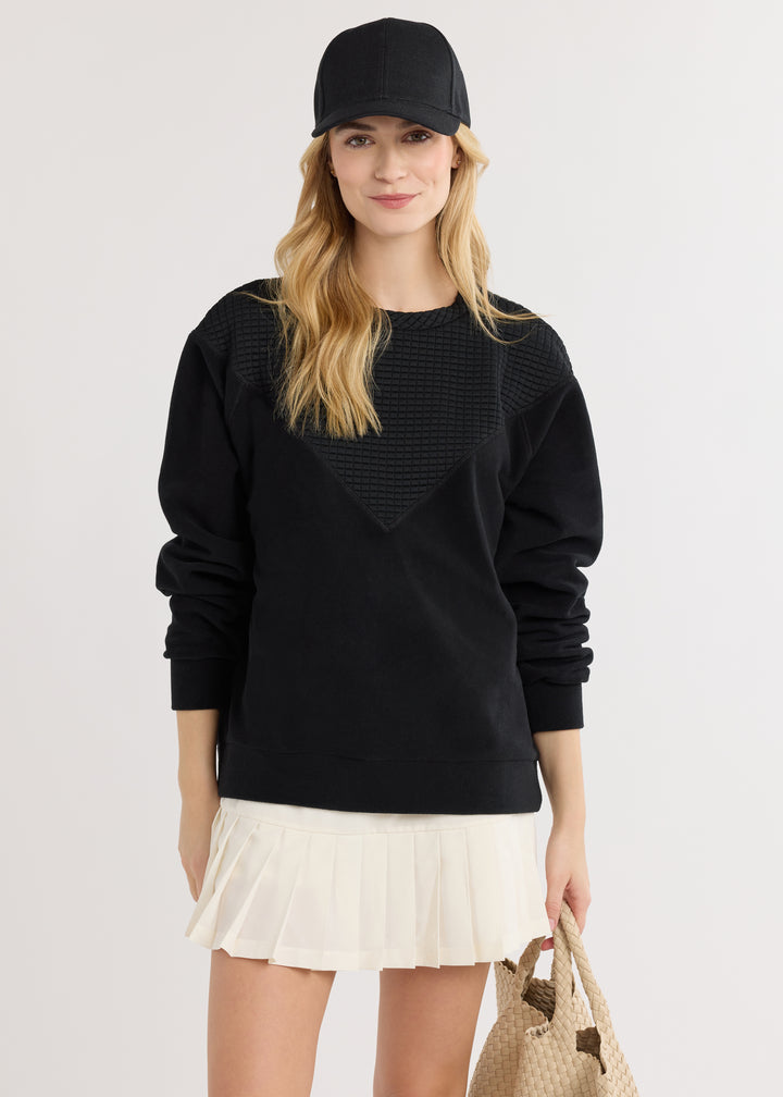 Saratoga Pullover in Vello/Waffle (Black)