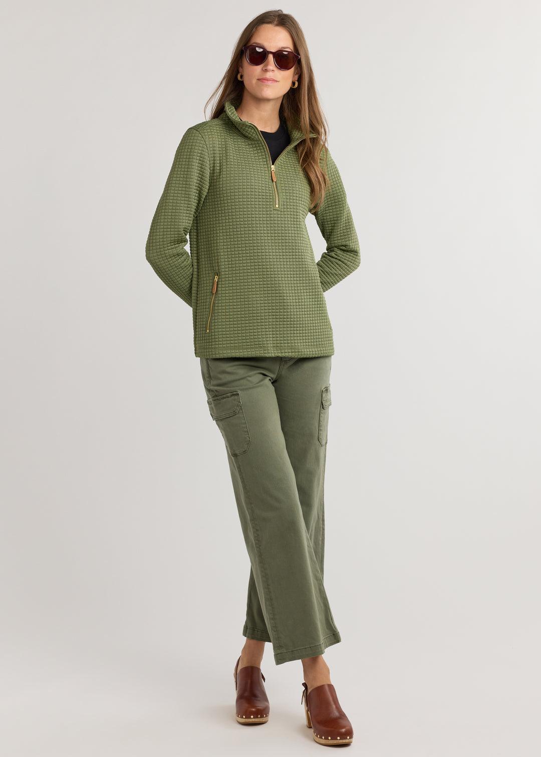 Smith Point Pullover in Waffle (Army Green)