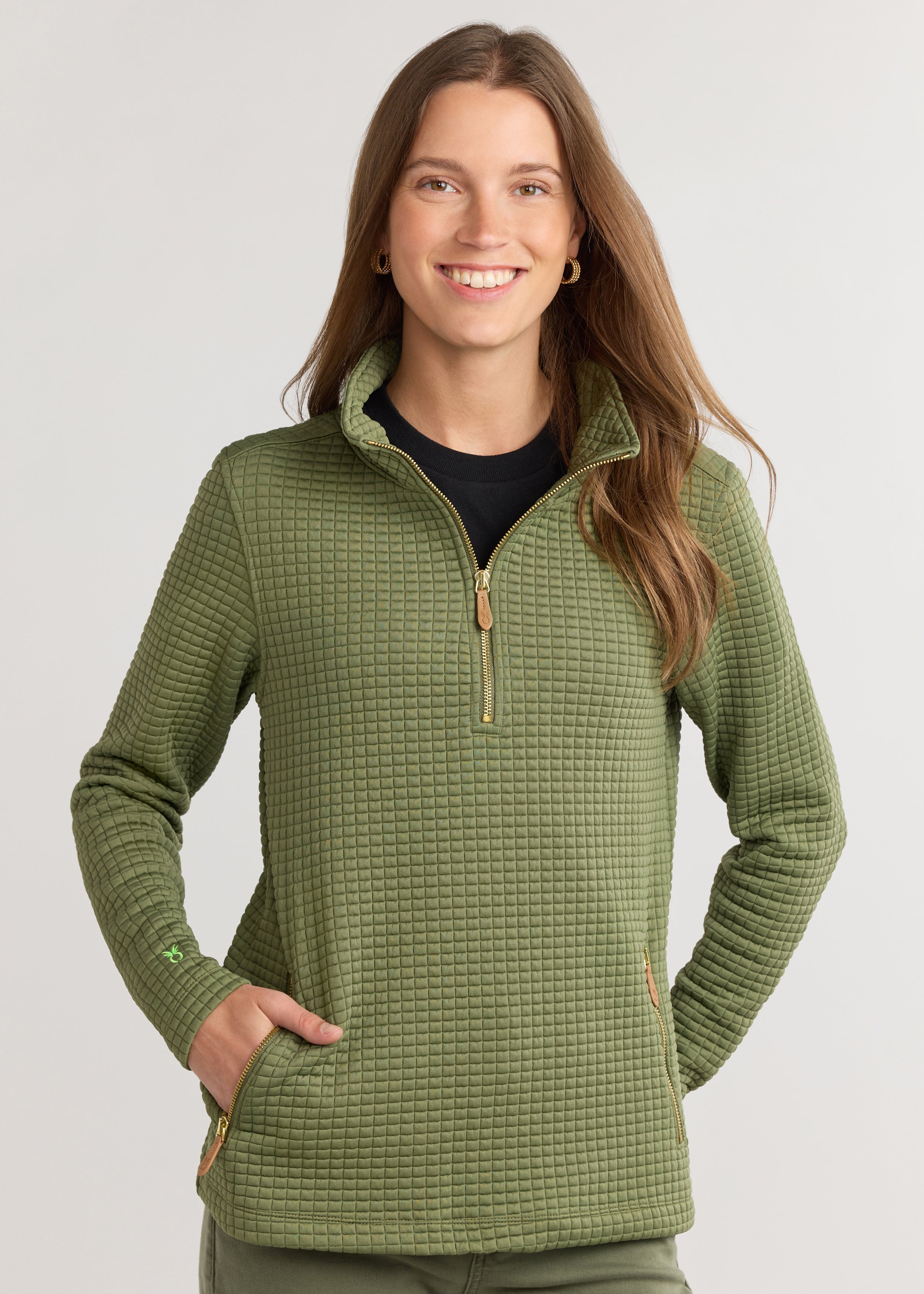 Waffle fleece pullover sale