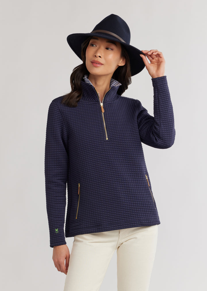 Smith Point Pullover in Waffle (Navy)