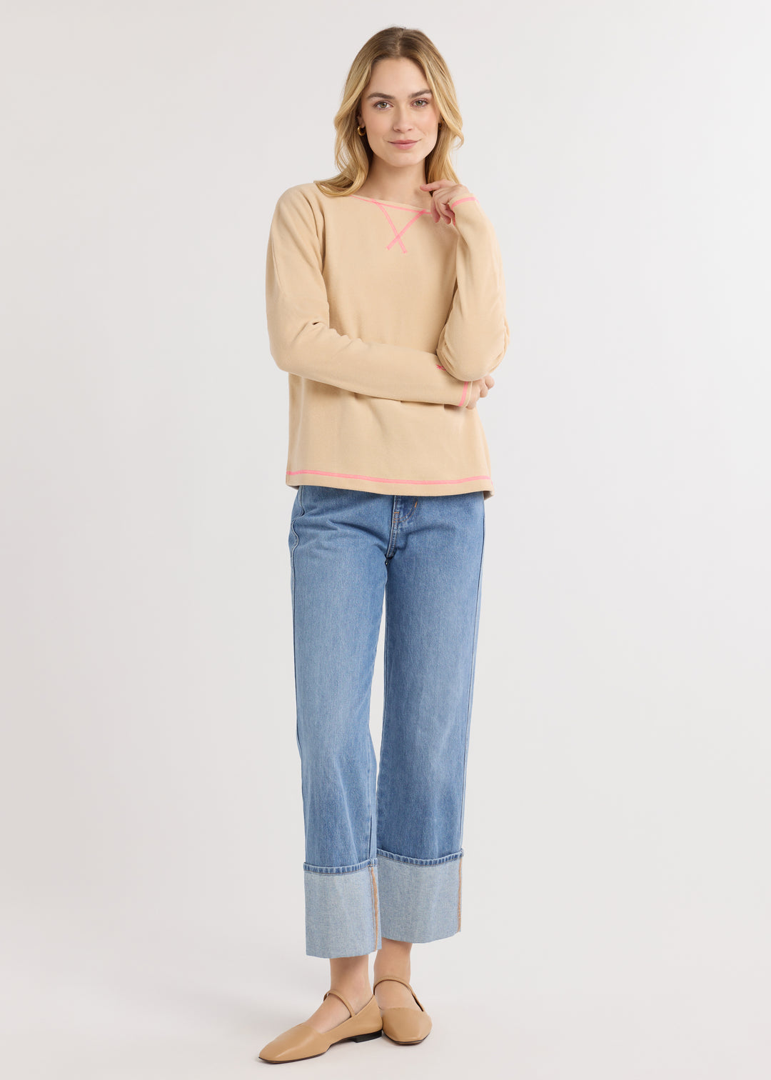 Somerset Sweatshirt in Terry Fleece (Natural Blush)