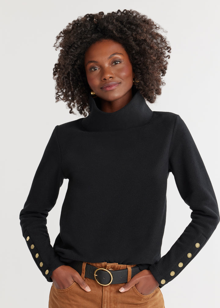 Sun Valley Turtleneck in Vello Fleece (Black)