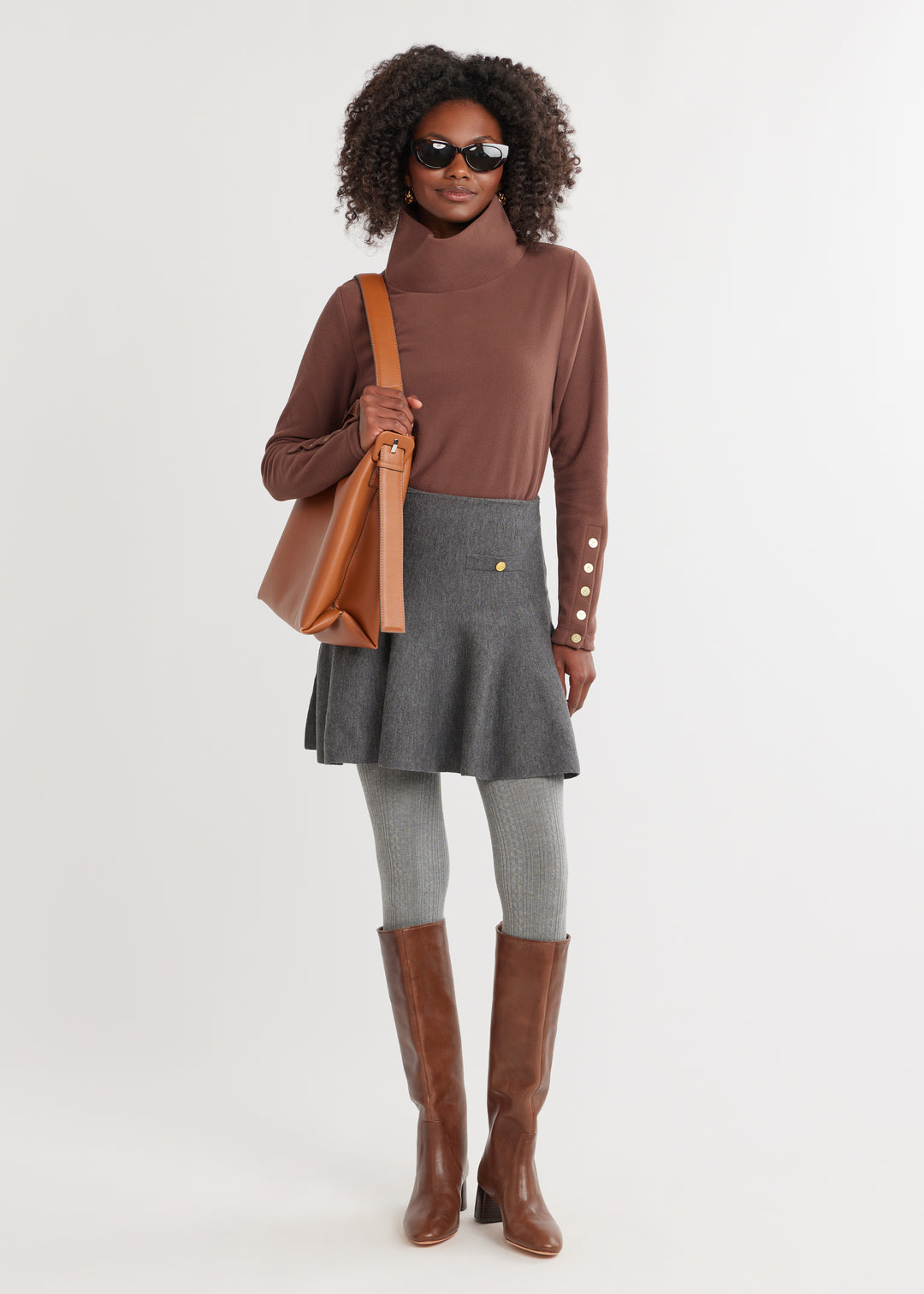 Sun Valley Turtleneck in Vello Fleece (Chestnut)