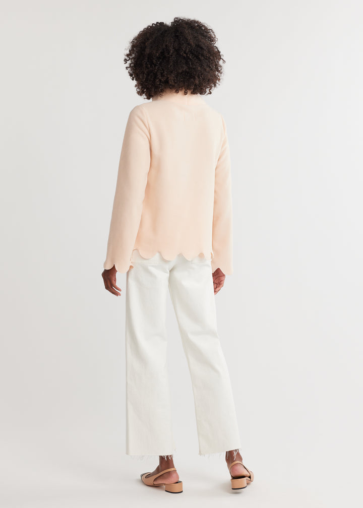 Sutton Scallop Turtleneck in Vello Fleece (Ecru)