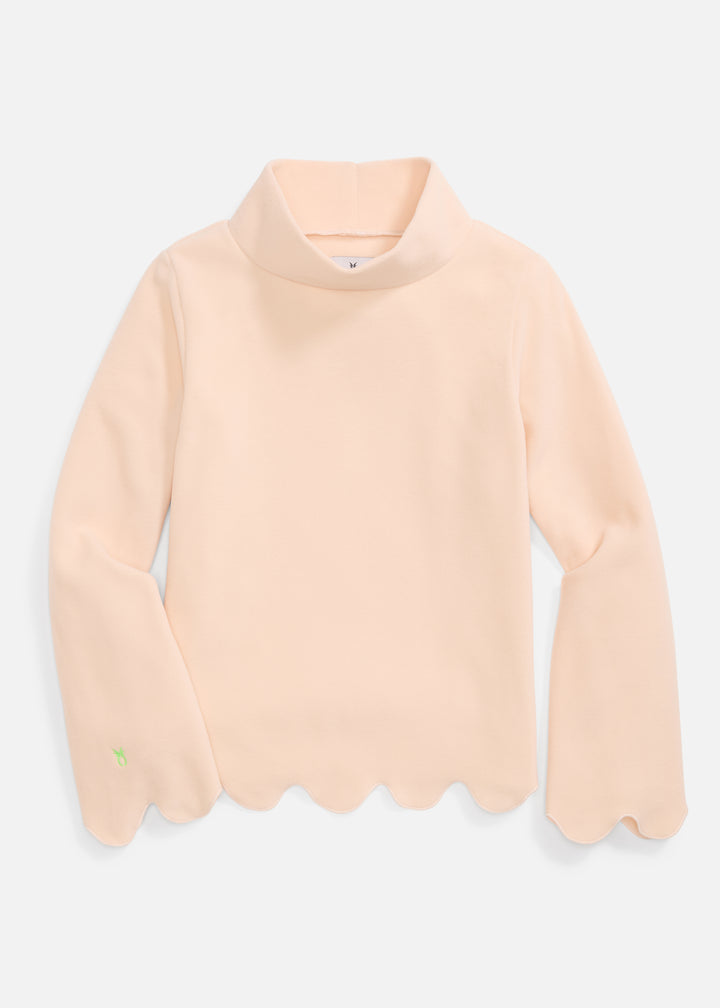 Sutton Scallop Turtleneck in Vello Fleece (Ecru)