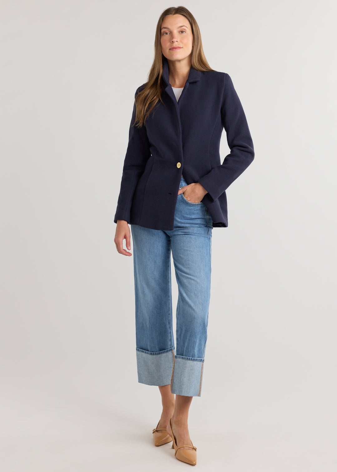 Wellington Blazer in Vello Fleece (Navy)