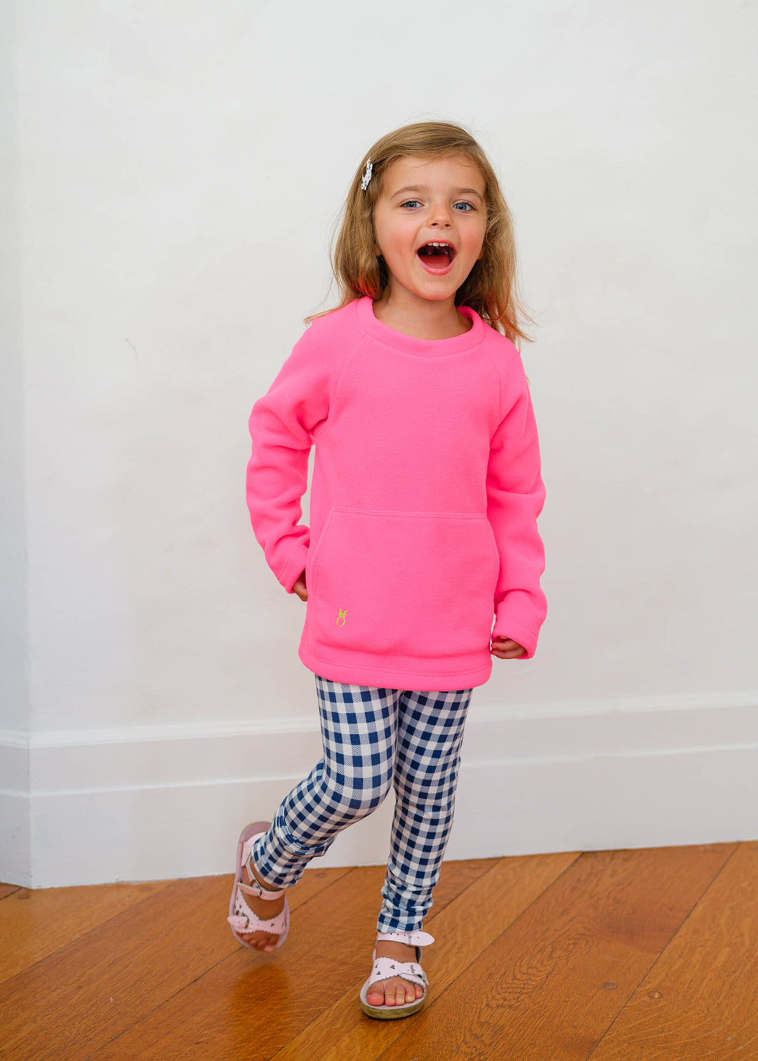 Toddler Crewneck in Vello Fleece (Neon Pink)